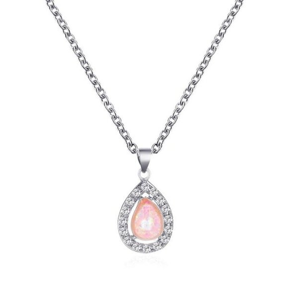 Jewelry - 3/$20 New Silver Opal Rhinestone Necklace